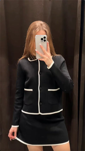 Conjunto Casaco Cardigan e Saia Curta Modern Louise