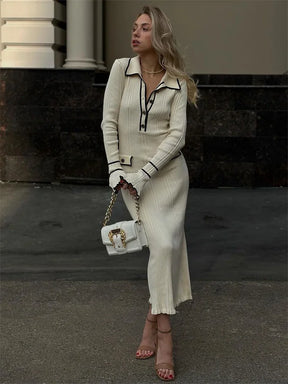 Vestido Midi Manga Longa com Botões Modern Amélie