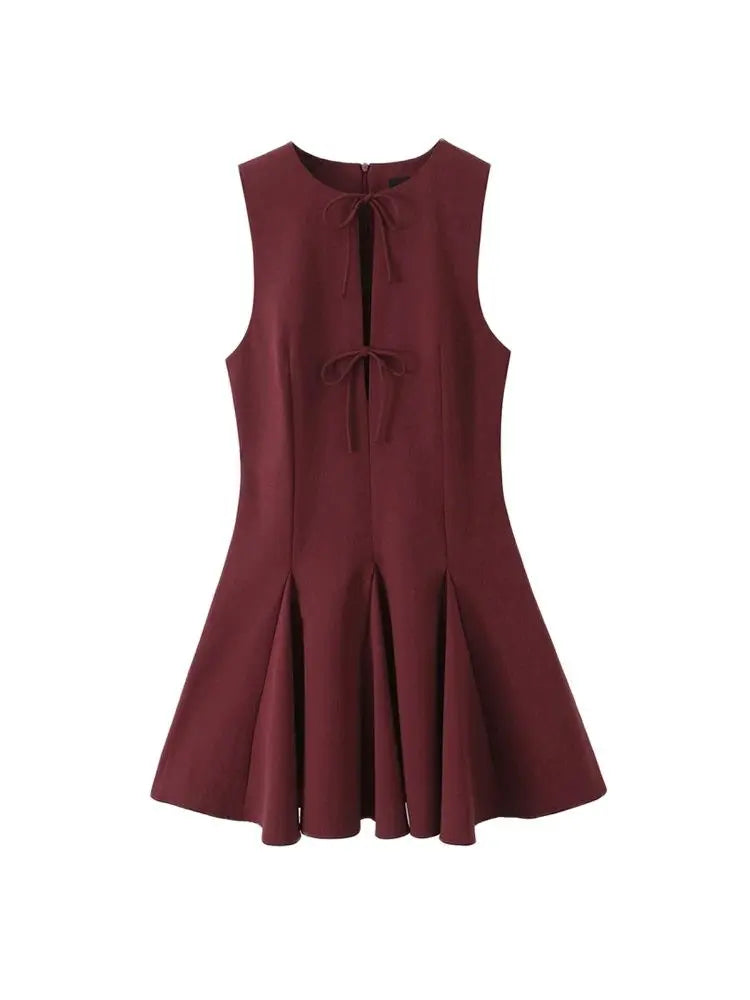 Vestido Curto Godê Barra Plissada Modern Sienna