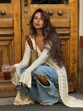 Vestido Longo Bata Cardigã em Tricô Modern Emily