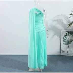 Vestido Longo Elegante Plissado Modern Eva