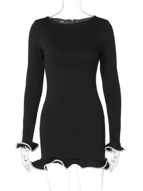 Vestido Curto Manga Comprida com Babado Modern Estella