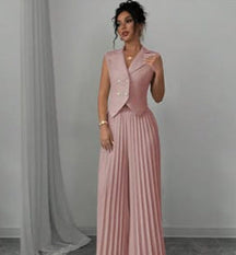 Conjunto Feminino Blazer Alfaiataria e Calça Pantalona Plissada Modern Aura