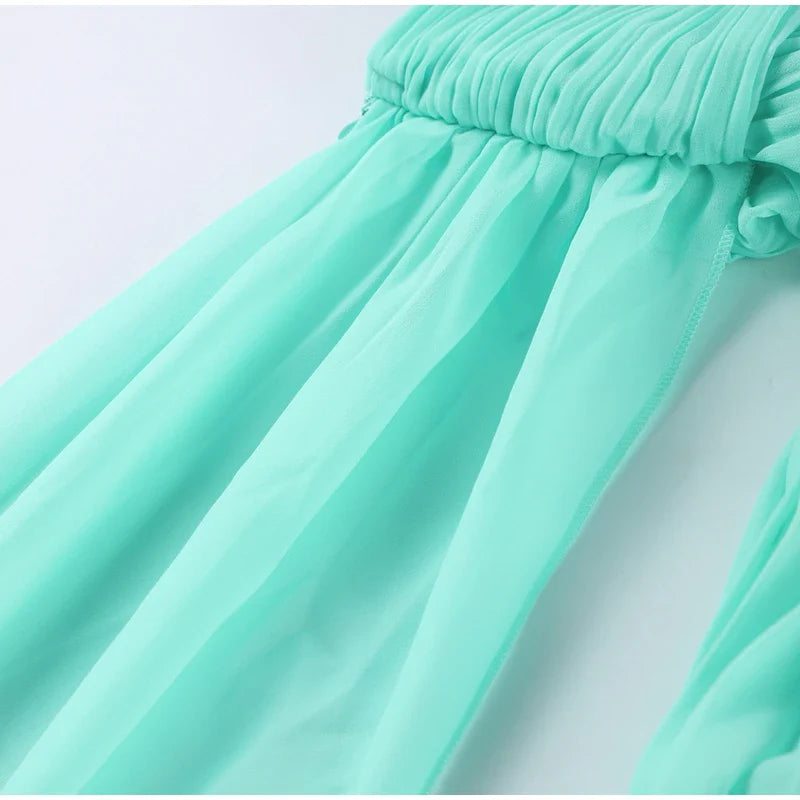 Vestido Longo Elegante Plissado Modern Eva