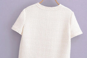 Vestido Curto Tricô com Botões Modern Celeste