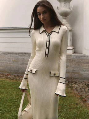 Vestido Midi Manga Longa com Botões Modern Amélie