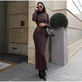 Vestido Midi Manga Longa Gola Alta Modern Amira