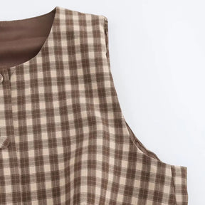 Conjunto Xadrez Colete com Botões e Saia Curta Modern Megan