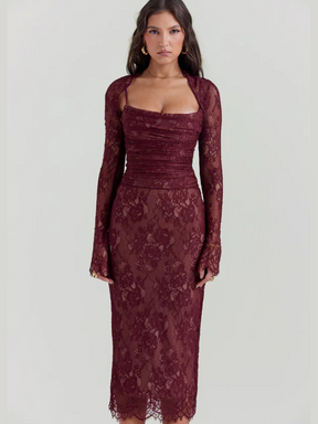 Vestido Midi em Renda com Espartilho Modern Charlotte