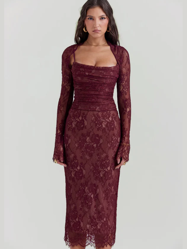 Vestido Midi em Renda com Espartilho Modern Charlotte