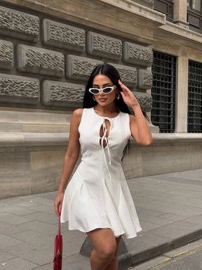 Vestido Curto Godê Barra Plissada Modern Sienna