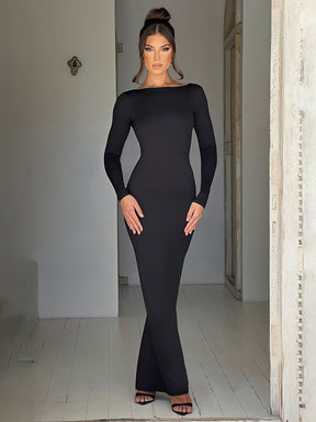 Vestido Manga Longa Costas Aberta Empina Bumbum Modern Natalie