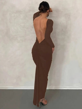 Vestido Manga Longa Costas Aberta Empina Bumbum Modern Natalie