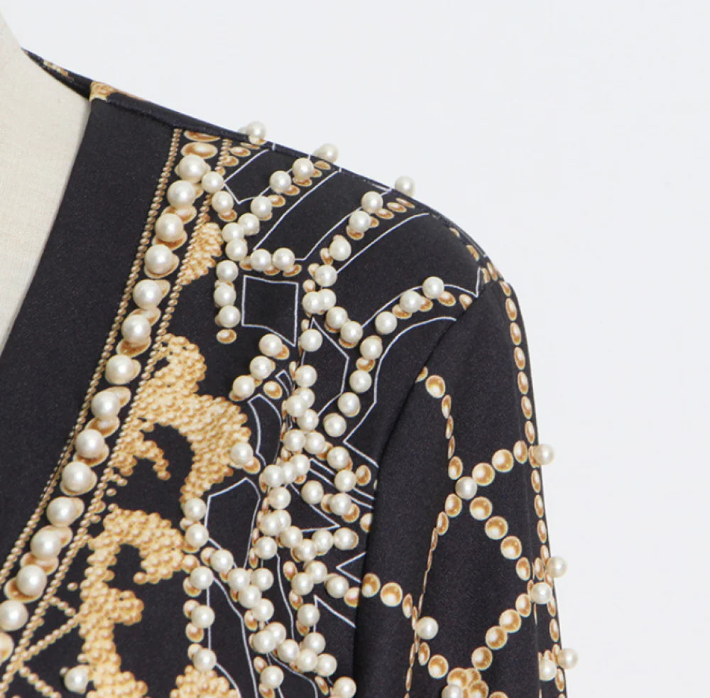 Maxi Blazer Bordado com Aplicações de Pedrarias Modern Milena