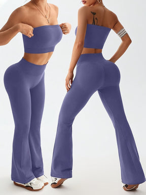 Conjunto Esportivo Top sem Alça e Calça Flare Modern Nayara