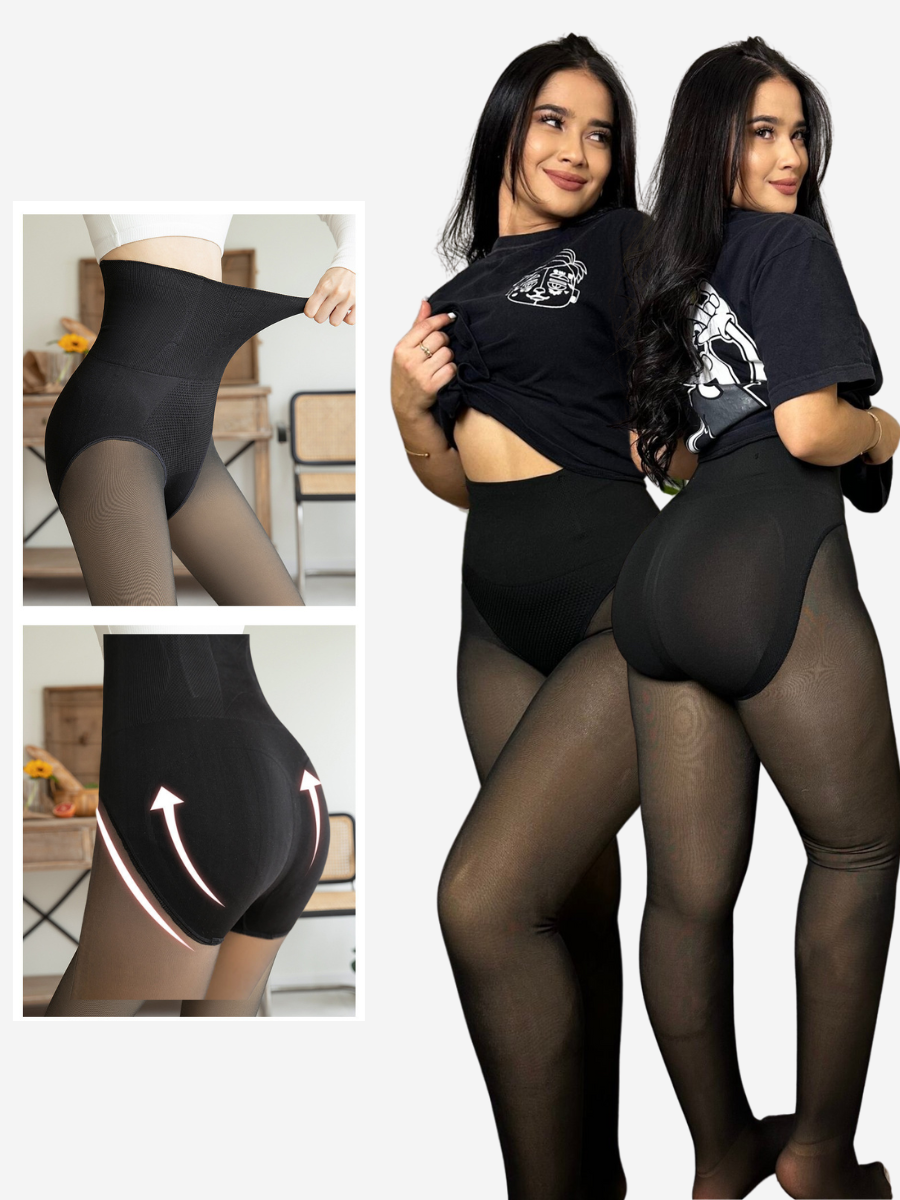 Meia-Calça Peluciada Translúcida com Cinta Modeladora Embutida Modern Shaper