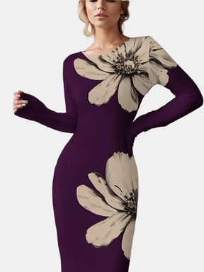 Vestido Manga Longa Midi Tubinho Modern Elegani