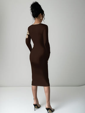 Vestido Manga Longa Midi Tubinho Modern Elegani