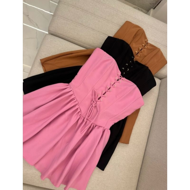 Vestido Curto Corset com Amarrações Modern Yasmin