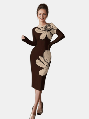 Vestido Manga Longa Midi Tubinho Modern Elegani