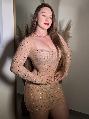 Vestido Curto Manga Longa Brilhante Modern Shine