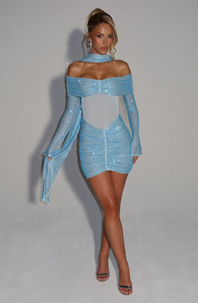 Vestido Curto Manga Longa Brilhante Modern Siren