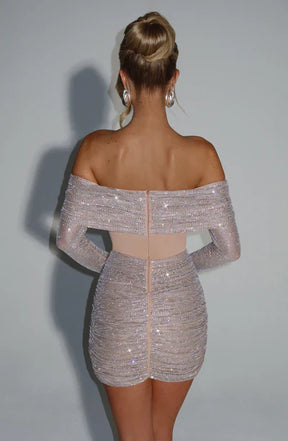 Vestido Curto Manga Longa Brilhante Modern Siren