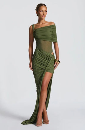 Vestido Longo Assimétrico com Fenda Modern Azurae