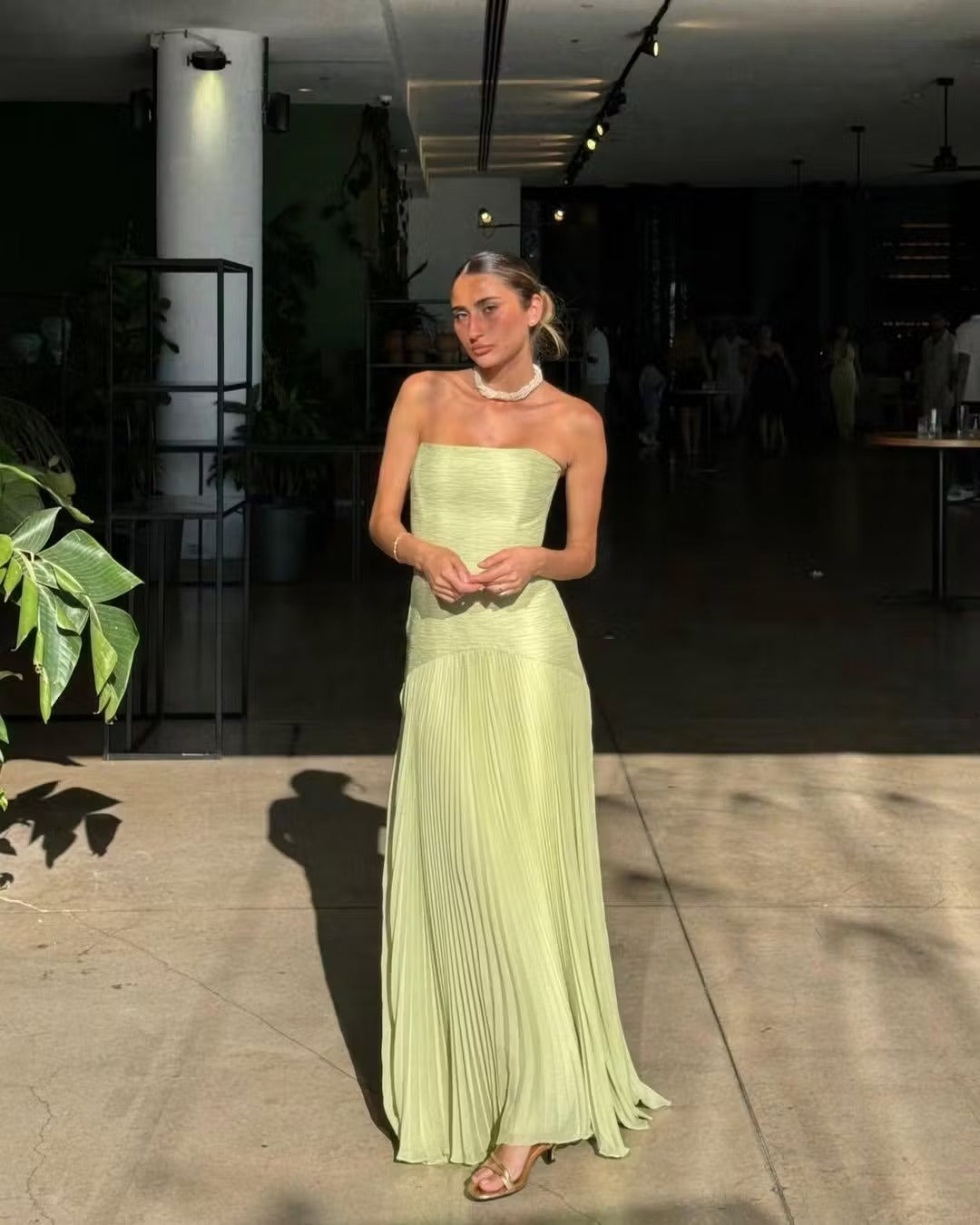 Vestido Longo Saia Plissada Modern Elysie