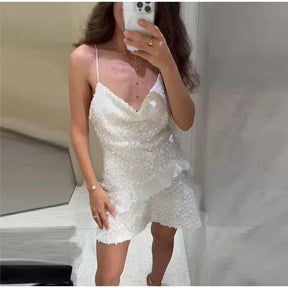 Vestido Curto de Paetê Tendência Modern Layse