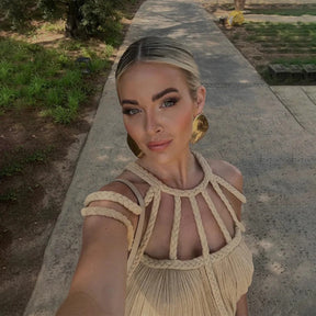 Vestido Longo com Tiras Trançadas Modern Helen