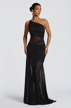 Vestido Longo Drapeado com Tule Modern Marianne