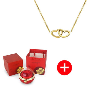 Caixa com Rosa Eterna & Colar de Corações Personalizado com Nomes