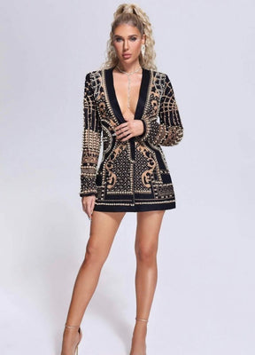 Maxi Blazer Bordado com Aplicações de Pedrarias Modern Milena