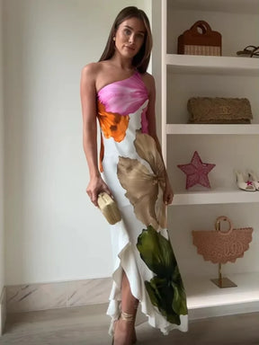 Vestido Longo Assimétrico Floral Modern Duna