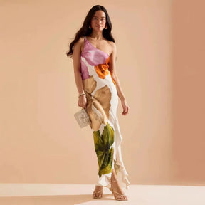 Vestido Longo Assimétrico Floral Modern Duna